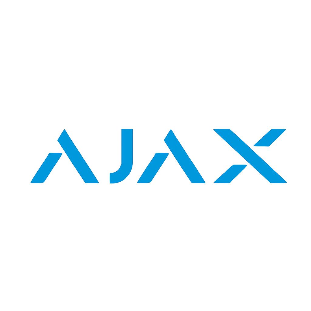 Blauw logo van Ajax Systems – draadloze alarmsystemen en slimme beveiligingstechnologie